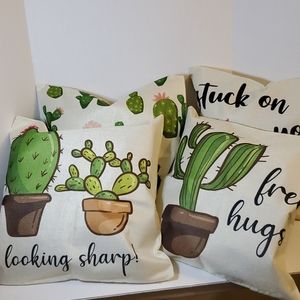 Decorative Cactus Pillowcases x4 🌵Color: Tan